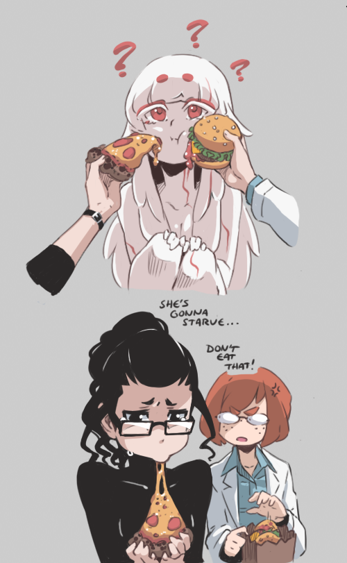 3girls, ?, ad-6-0001a, alien, anger_vein, bag, black_eyes, black_hair