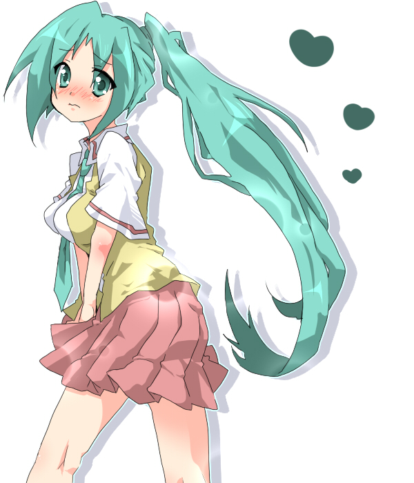1girl, 3:, aqua_eyes, aqua_hair, aqua_neckwear, aqua_outline, bangs, bare_arms