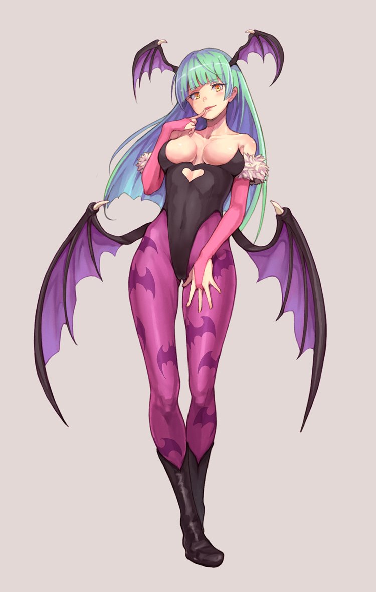 1girl, animal_print, bat, bat_print, bat_wings, black_footwear, black_leotard, breasts