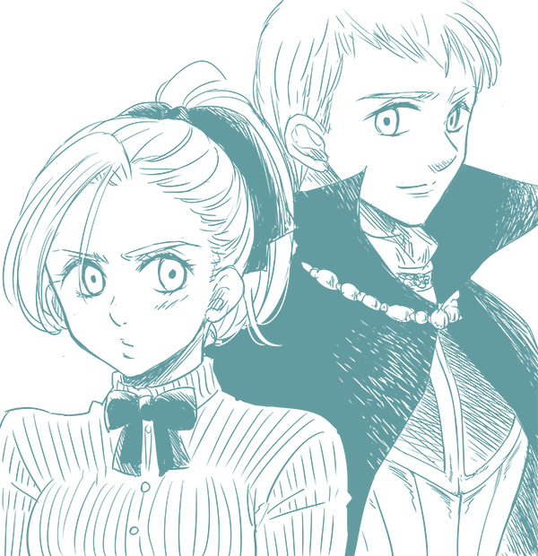 1boy, 1girl, armor, blush, bow, brother_and_sister, buttons, cape