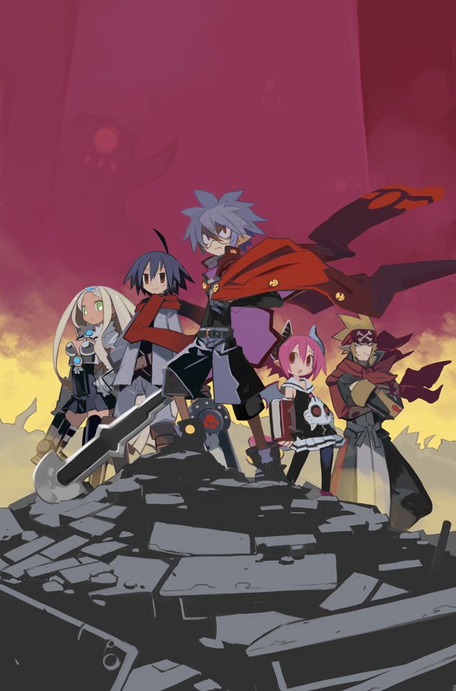 almaz_von_almadine_adamant, bat_wings, blonde_hair, blue_hair, book, disgaea, disgaea_3, dress