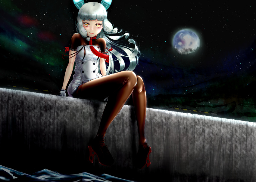 1girl, absurdres, bangs, black_legwear, blush, boots, breasts, dock