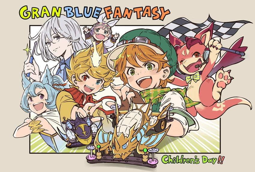 2girls, 4boys, alec_(granblue_fantasy), alternate_costume, blonde_hair, bow, bowtie, brown_gloves
