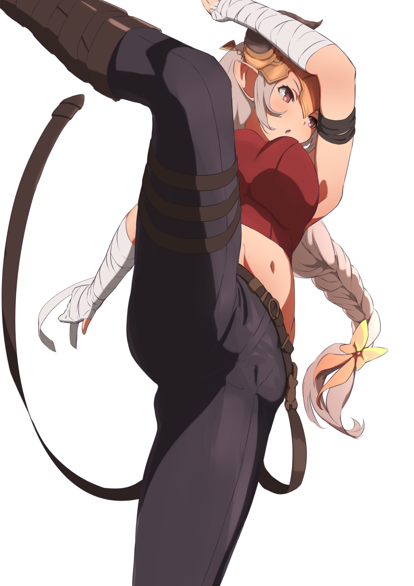 1girl, aliza_(granblue_fantasy), bandage, bandaged_hands, belt, braid, breasts, granblue_fantasy