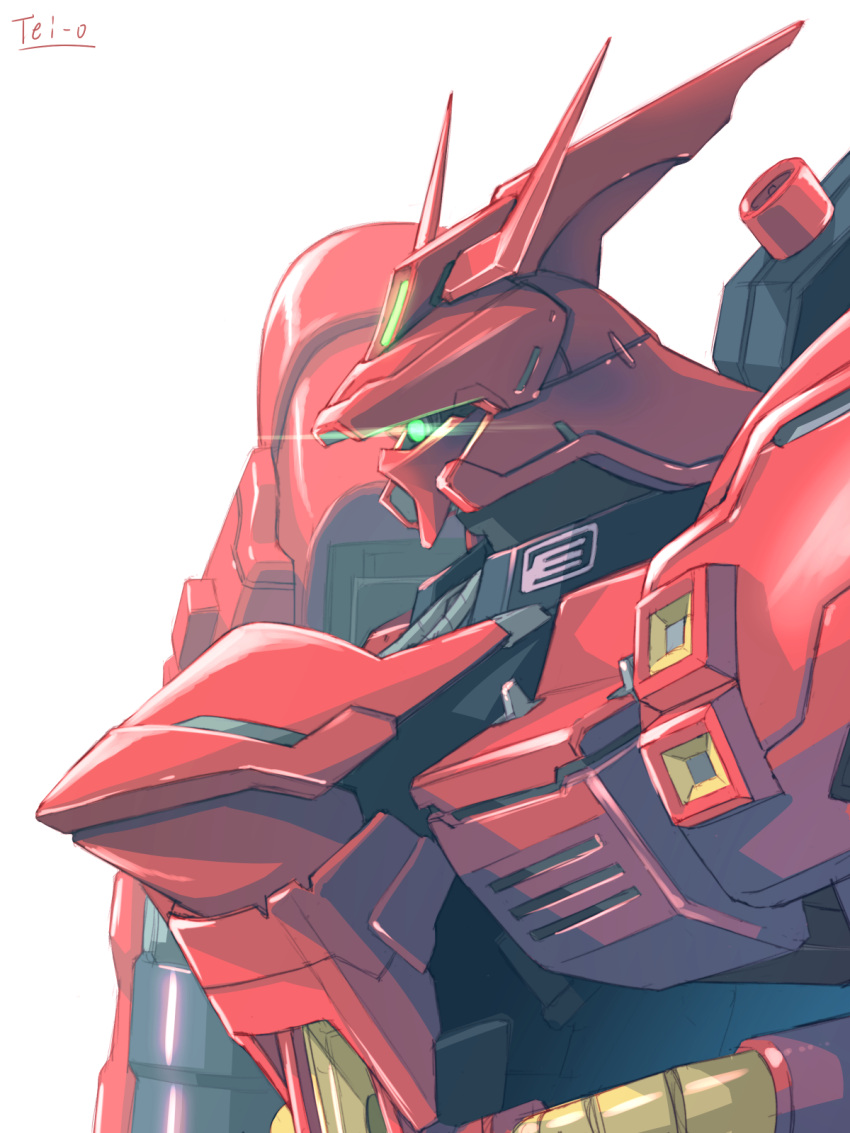 char's_counterattack, funnels, glowing, glowing_eye, gundam, highres, horns, mecha