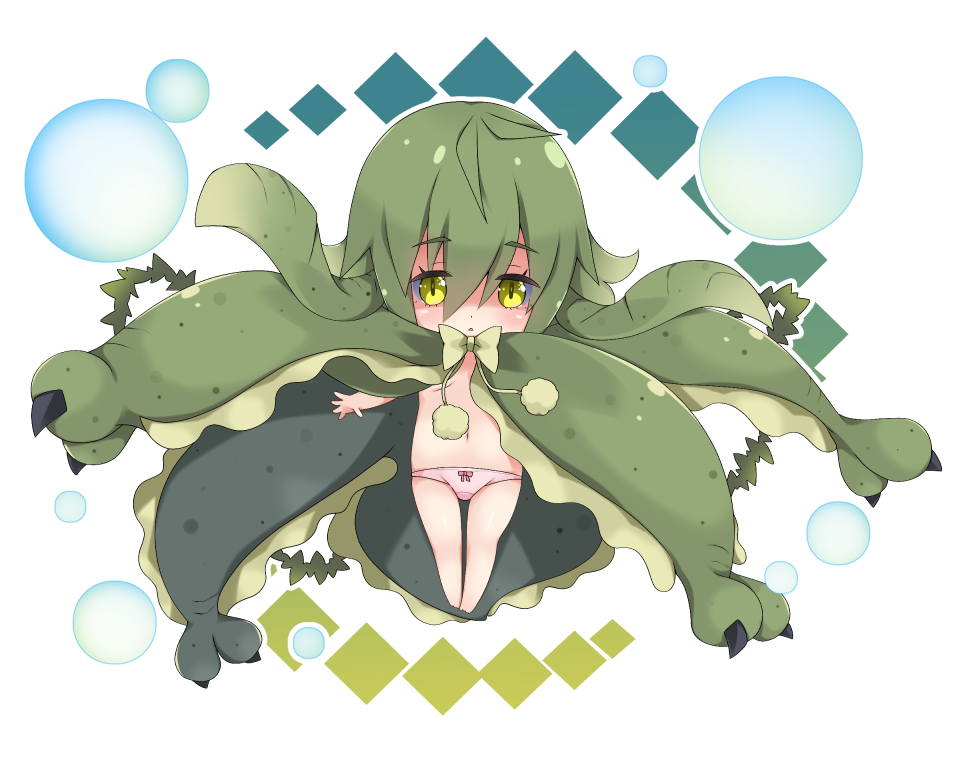 1girl, bangs, bare_legs, barefoot, blush, bow, bow_panties, breasts