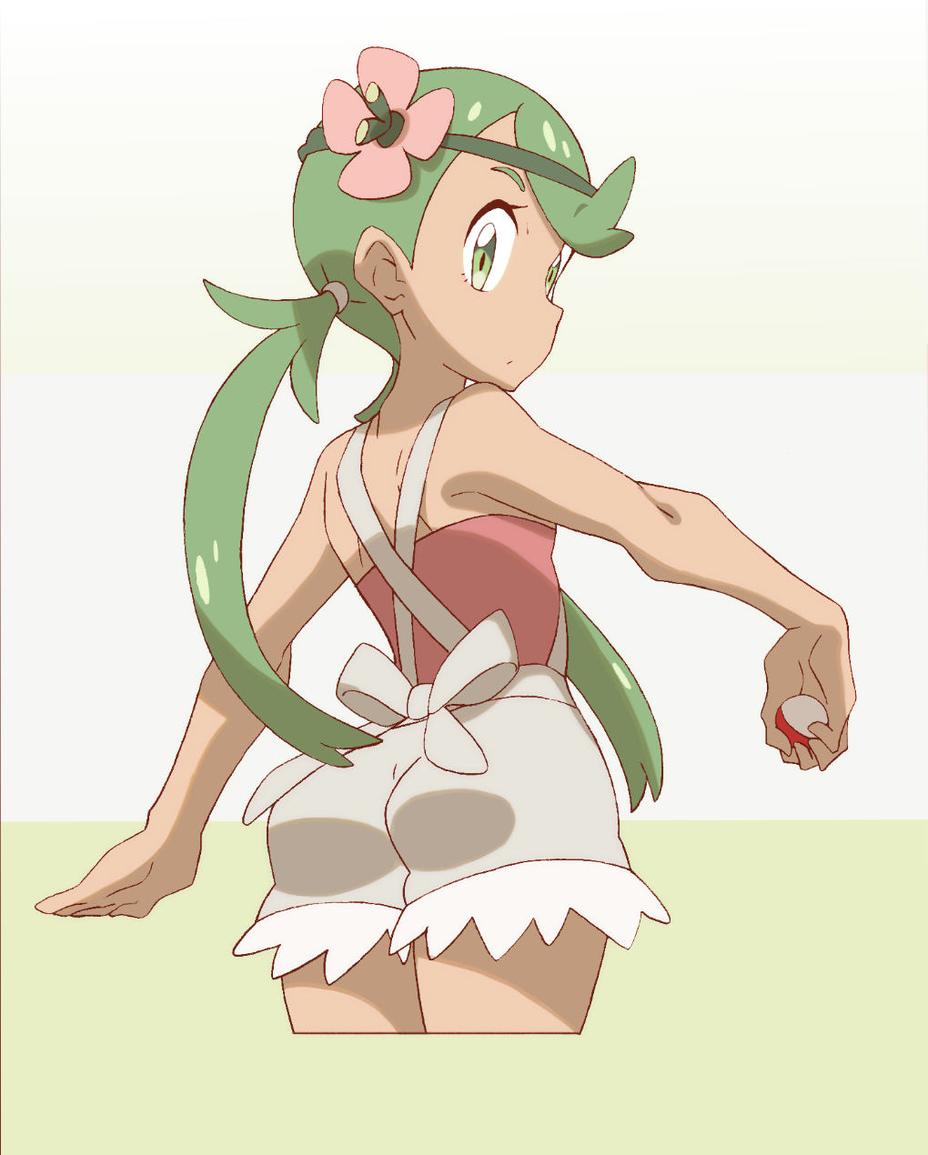 1girl, ass, bare_arms, bare_shoulders, closed_mouth, cowboy_shot, cropped_legs, dark_skin