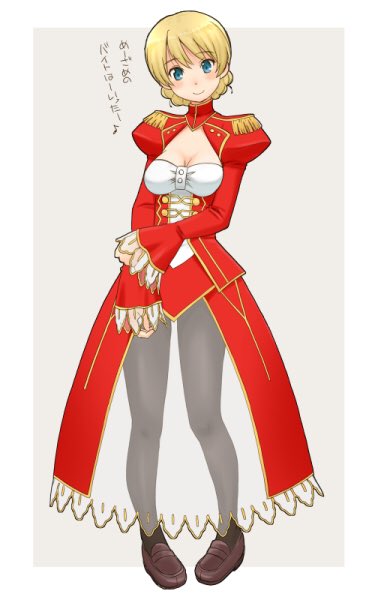 1girl, bangs, black_footwear, black_legwear, blonde_hair, blue_eyes, braid, breasts