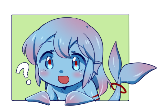 1girl, :d, ?, animal_ears, blue_eyes, blue_hair, blue_sclera, blue_skin