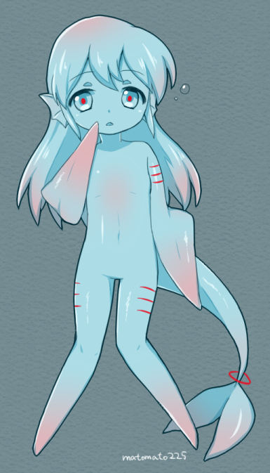 1girl, :o, air_bubble, animal_ears, blue_eyes, blue_hair, blue_sclera, blue_skin