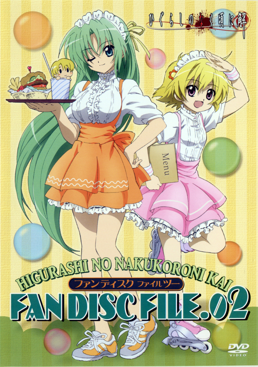 anna_miller, blonde_hair, breasts, chibi, food, green_eyes, green_hair, hamburger