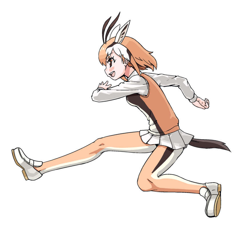 1girl, black_hair, blush, eyebrows_visible_through_hair, gazelle_ears, gazelle_horns, gazelle_tail, highres