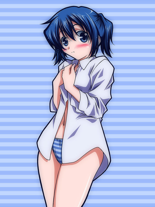 dressing, hidamari_sketch, kikuchi_tsutomu, nori, nori_(hidamari_sketch), open_shirt, panties, striped