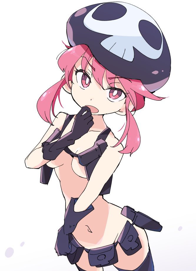 1girl, belt, hat, holster, ixy, jakuzure_nonon, kill_la_kill, nudist_beach_uniform