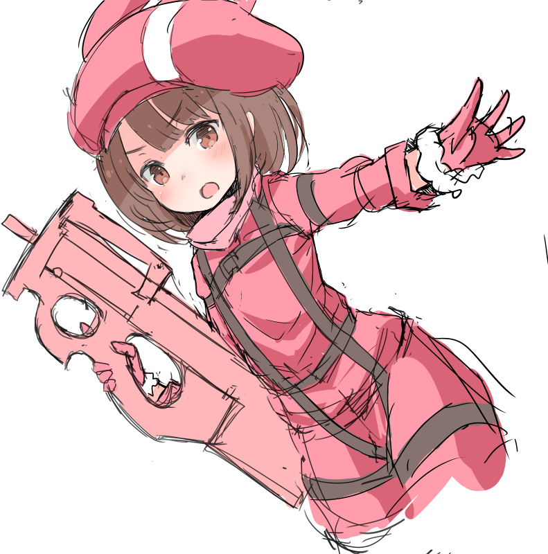 1girl, animal_ears, animal_hat, bangs, blush, brown_eyes, brown_hair, bullpup