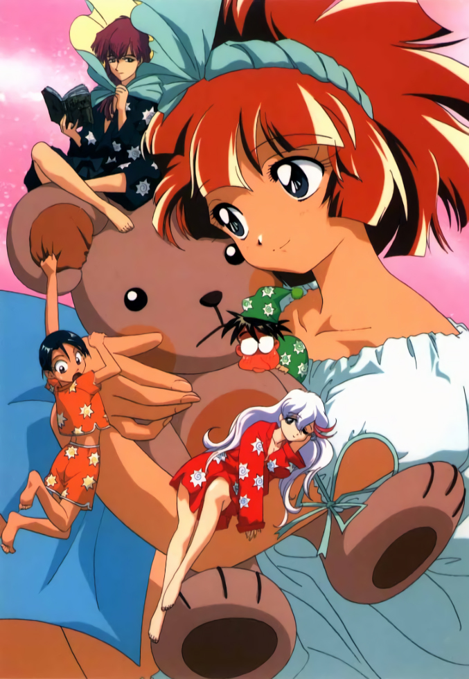 2boys, 3girls, 90s, aburatsubo_ayanojou, aikawa_akane, barefoot, black_hair, book
