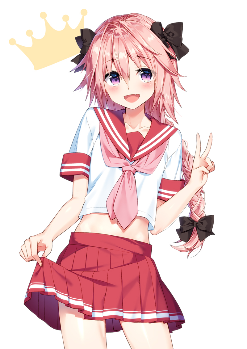 1boy, astolfo_(fate), bangs, black_bow, blouse, blush, bow, braid