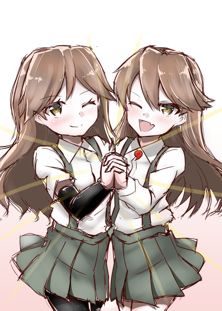 2girls, arashio_(kantai_collection), arashio_(kantai_collection)_(cosplay), arm_warmers, bike_shorts, brown_eyes, brown_hair, cosplay