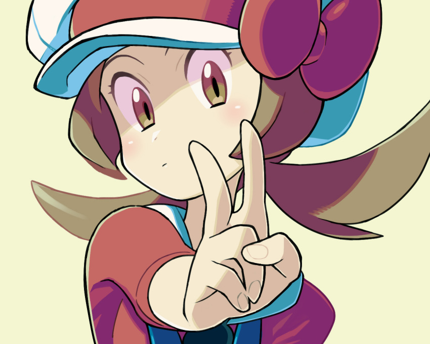 1girl, :/, blush, bow, brown_eyes, brown_hair, cabbie_hat, closed_mouth