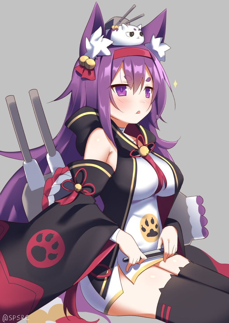 1girl, animal_ears, azur_lane, bell, black_legwear, blush, breasts, brown_hair