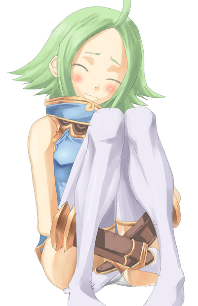 .hack//g.u., .hack//games, ahoge, blush, boots, closed_eyes, covering, gloves