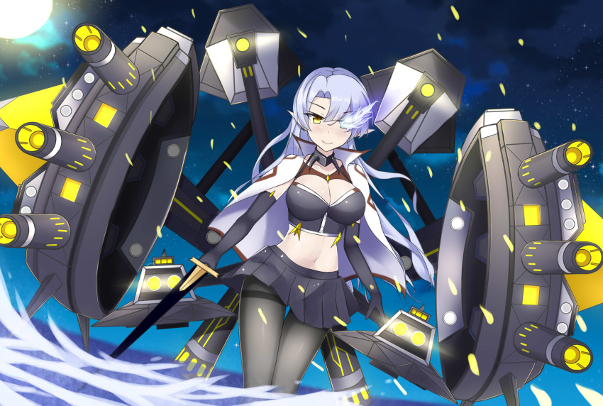 1girl, absurdres, alternate_costume, alternate_eye_color, alternate_hair_color, azur_lane, bangs, black_gloves