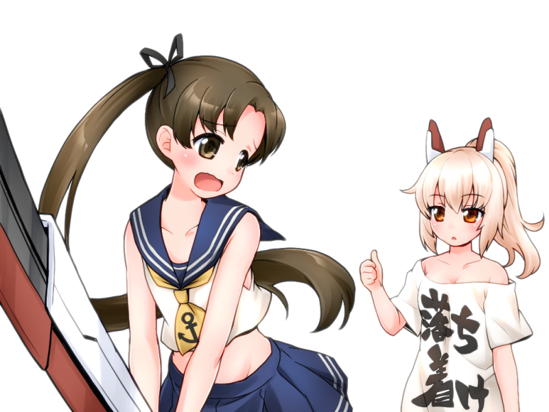 2girls, ayanami_(azur_lane), ayanami_(azur_lane)_(cosplay), ayanami_(kantai_collection), azur_lane, blonde_hair, brown_eyes, brown_hair
