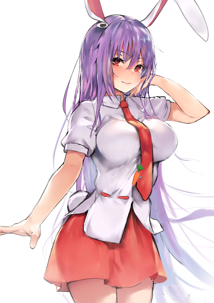1girl, animal_ears, asuzemu, bangs, blush, breasts, bunny_tail, carrot