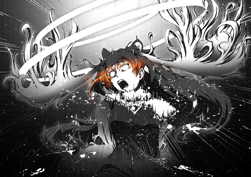 1girl, animal_ears, antlers, aura, bangs, blank_eyes, emphasis_lines, energy_rings