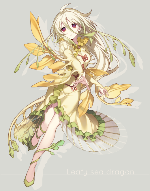 1girl, ahoge, blonde_hair, commentary_request, cross-laced_footwear, dress, drop_shadow, english