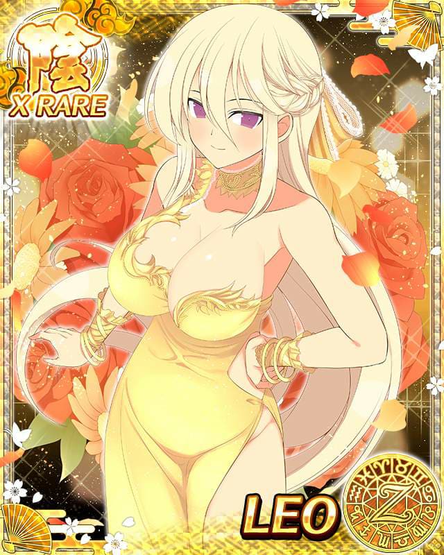 1girl, blonde_hair, bracelet, breasts, card_(medium), character_name, cleavage, dress