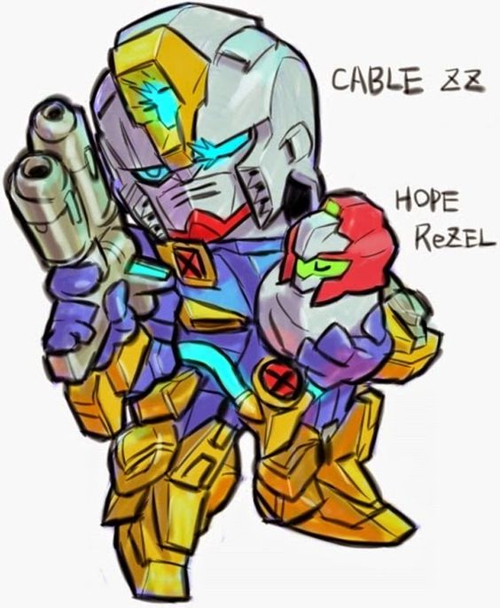 aburaya_tonbi, cable_(marvel), gundam, hope_summers, marvel, rezel, x-men, zz_gundam