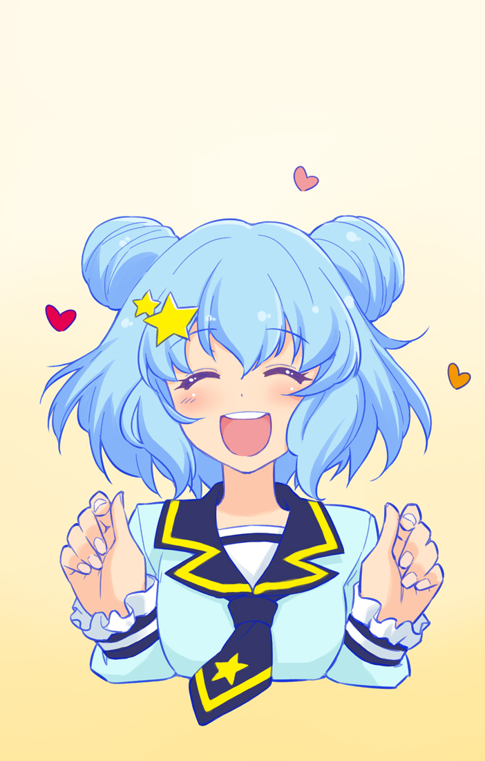 1girl, :d, ^_^, aikatsu!_(series), aikatsu_stars!, blue_hair, blush, closed_eyes