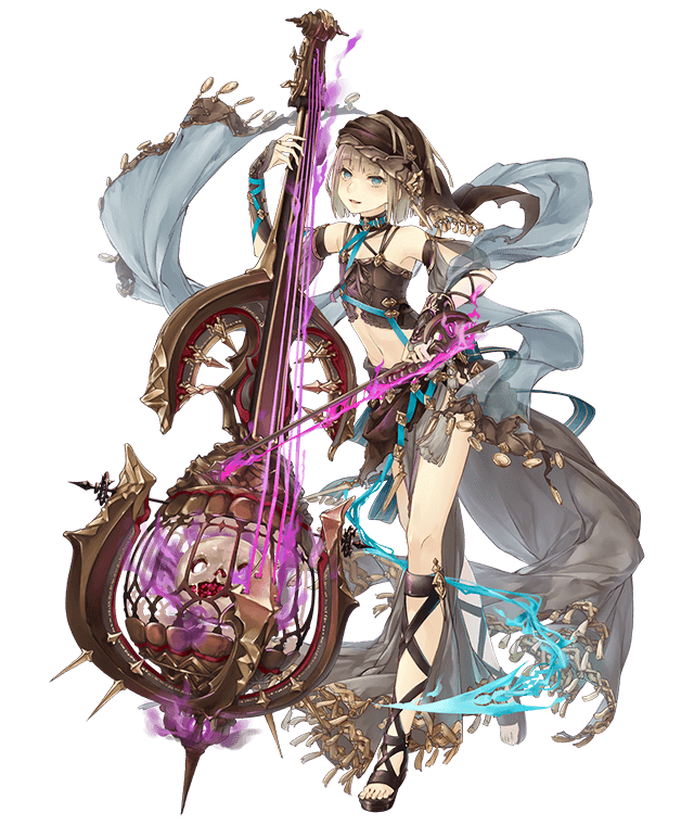 1girl, aqua_eyes, asymmetrical_clothes, bare_shoulders, bow_(instrument), brown_hair, cage, cello