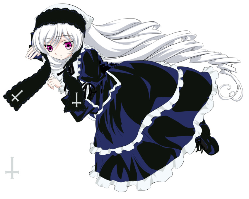 dress, long_hair, purple_eyes, rozen_maiden, silver_hair, solo, suigintou, suigintou_(cosplay)