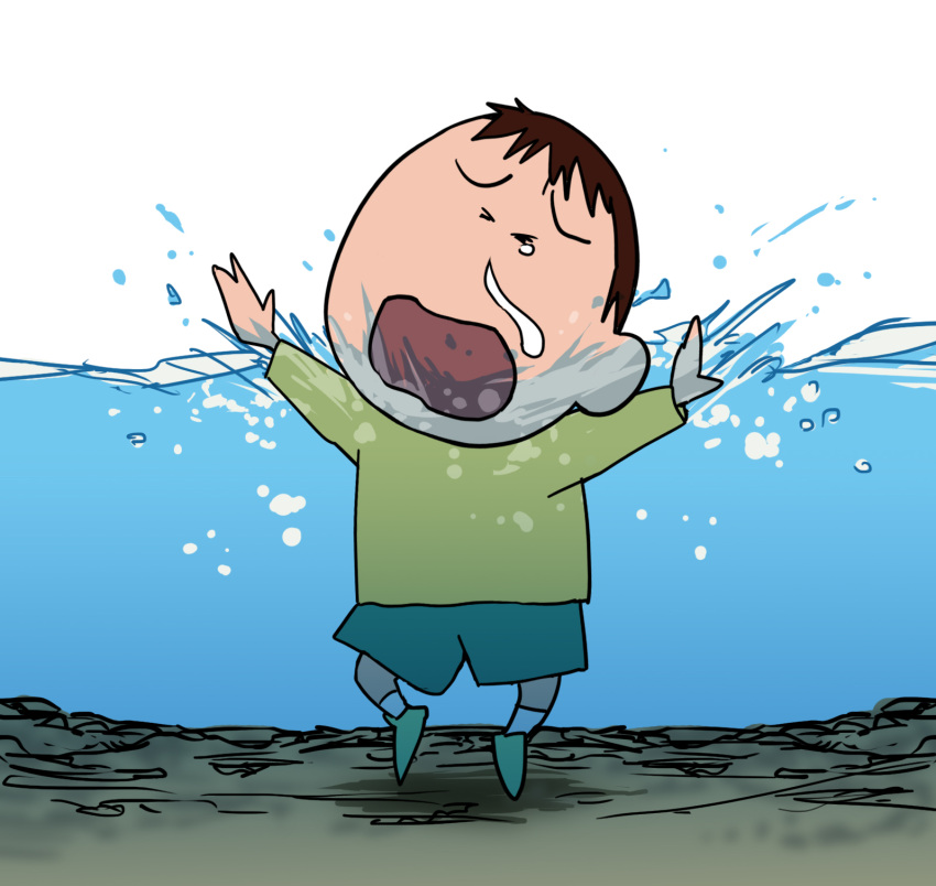 1boy, asphyxiation, boo-chan, brown_hair, child, crayon_shin-chan, crying, drowning