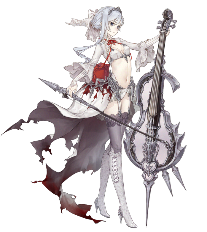 1girl, blood, bloody_clothes, blue_eyes, bow_(instrument), breasts, cello, flower