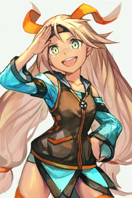 1girl, bare_shoulders, blonde_hair, green_eyes, hankuri, headband, hood, hoodie