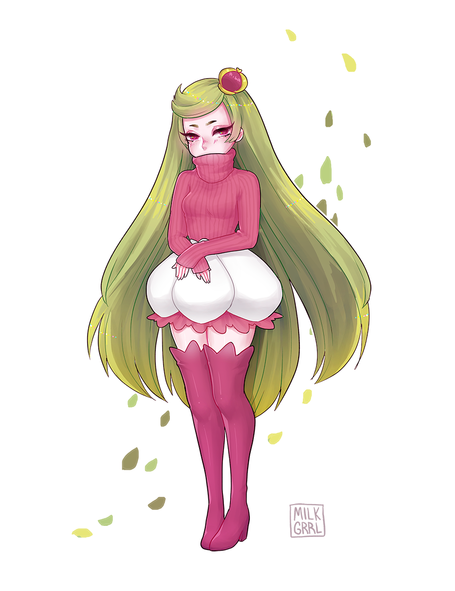 1girl, artist_logo, artist_name, bangs, blush, boots, breasts, bubble_skirt
