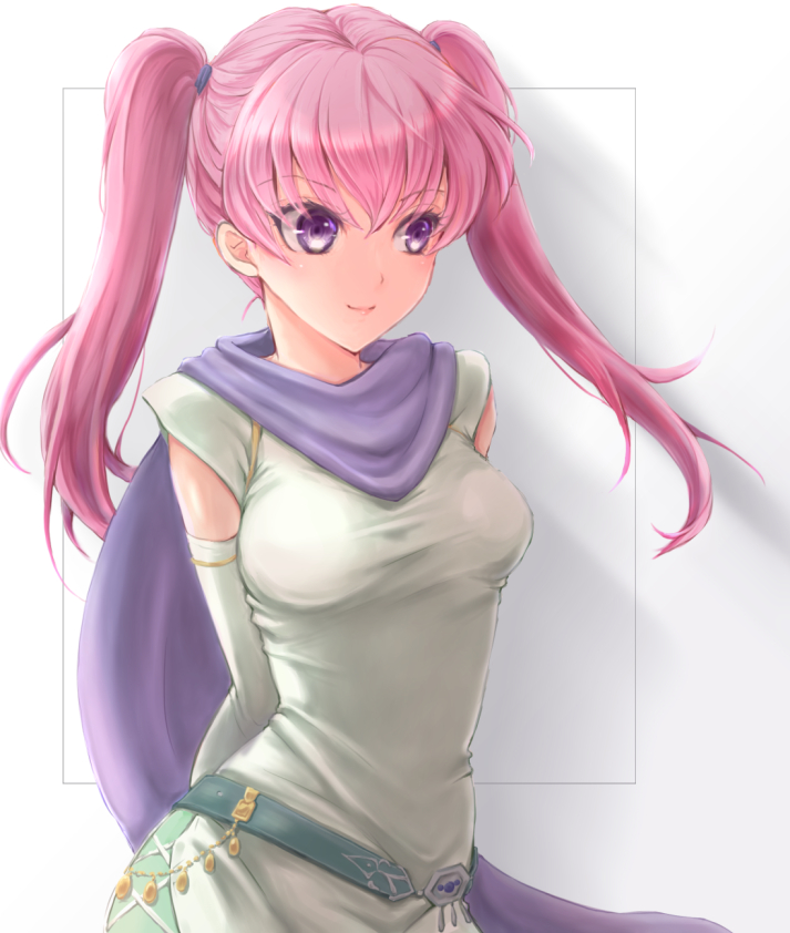 1girl, arms_behind_back, belt, breasts, dress, elbow_gloves, fire_emblem, fire_emblem:_rekka_no_ken
