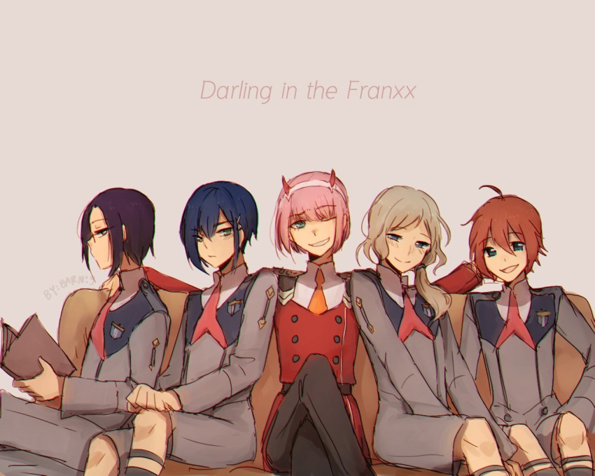 5boys, benelle, black_hair, black_pants, blue_eyes, blue_hair, blush, book