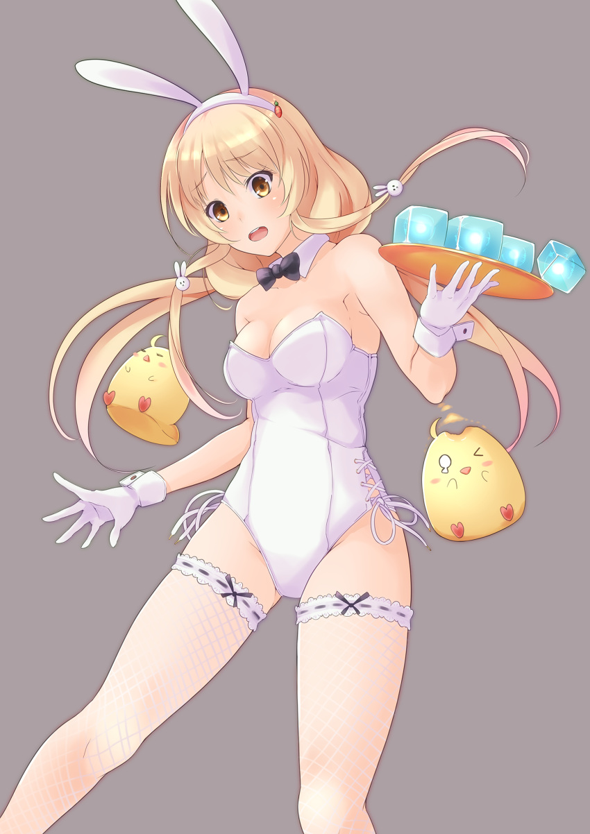 1girl, animal_ears, azur_lane, benson_(azur_lane), bird, black_neckwear, blonde_hair, bow