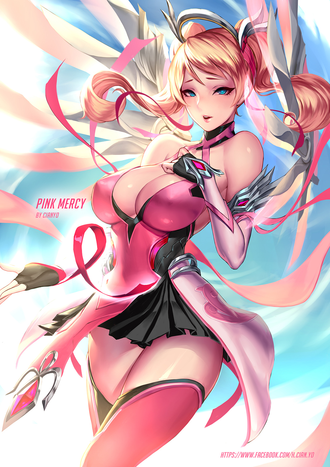 1girl, alternate_costume, alternate_hairstyle, artist_name, bare_shoulders, black_skirt, blonde_hair, blue_eyes