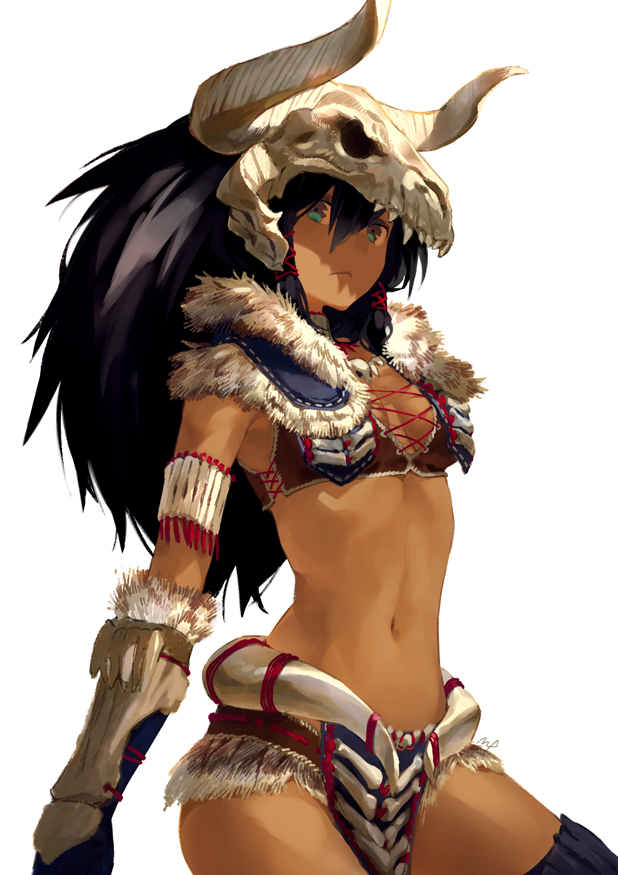 1girl, armband, bikini_bottom, bikini_top, black_gloves, black_hair, black_legwear, closed_mouth