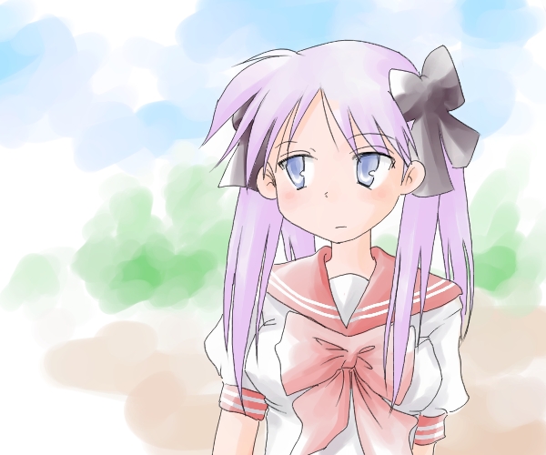 hiiragi_kagami, long_hair, lucky_star, purple_hair, ribbon, ribbons, sasa90, sasa_(pixiv150216)