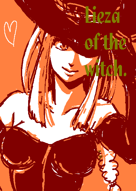 arc_the_lad_ii, bare_shoulders, braid, elbow_gloves, gloves, halloween, hat, heart, ike_ko, lieza, long_hair, monochrome, skin_tight, smile, solo, witch_hat