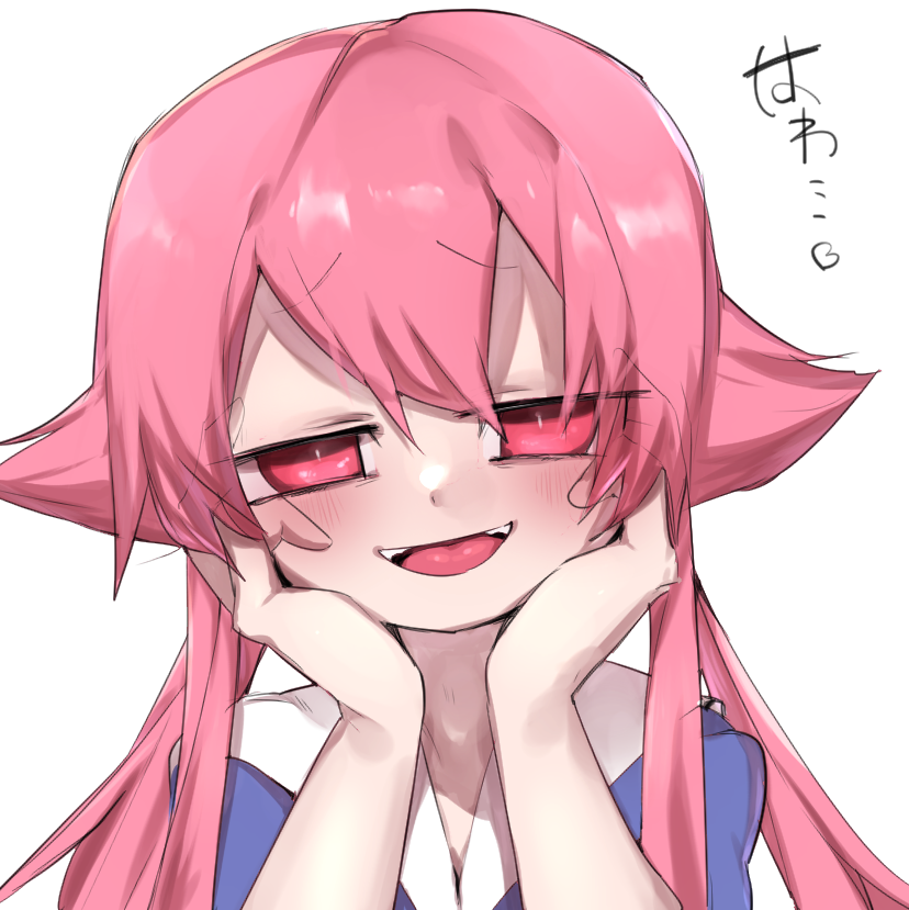 1girl, :d, bangs, bell, blush, bright_pupils, empty_eyes, eyebrows