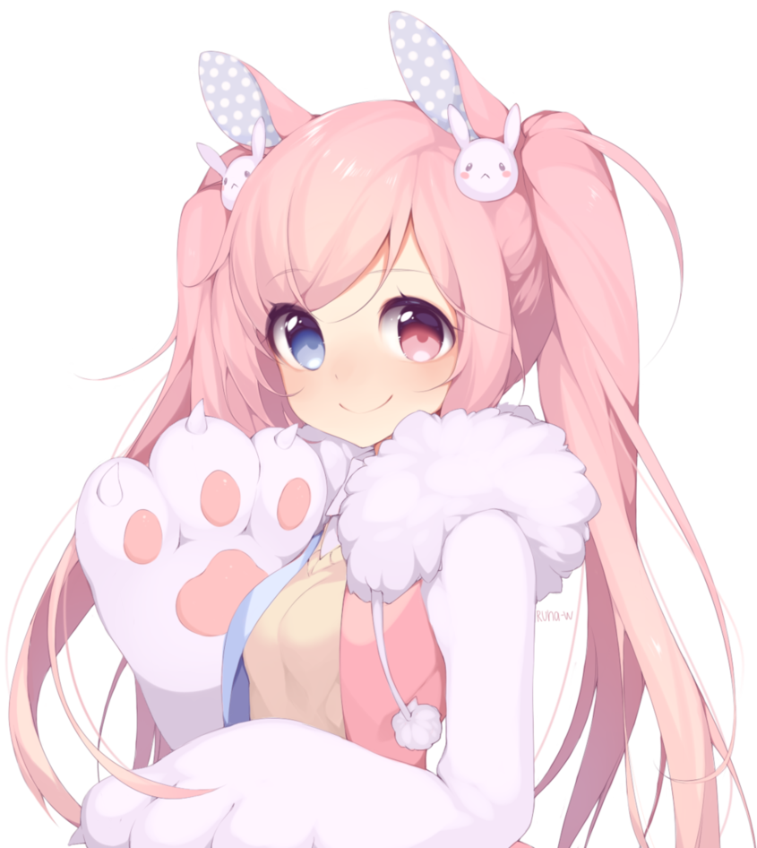 animal_costume, animal_ears, bangs, blue_eyes, commission, heterochromia, looking_at_viewer, original