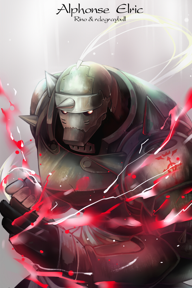 1boy, alphonse_elric, armor, artist_name, character_name, commentary, fighting_stance, flamel_symbol