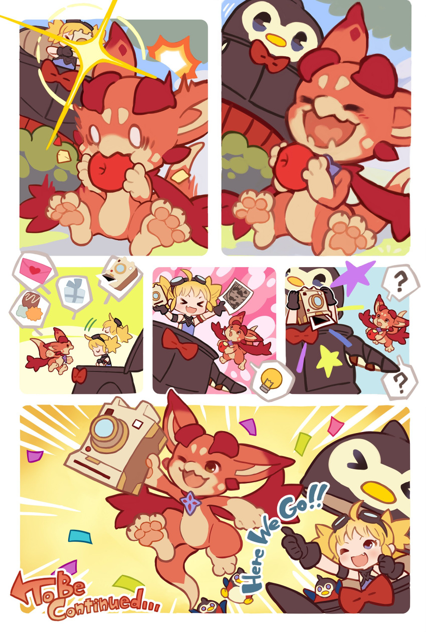 >_<, 1girl, absurdres, apple, armor, bird, blank_eyes, blonde_hair